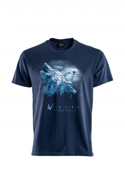 T-Shirt Wolf Mountain, dark denim